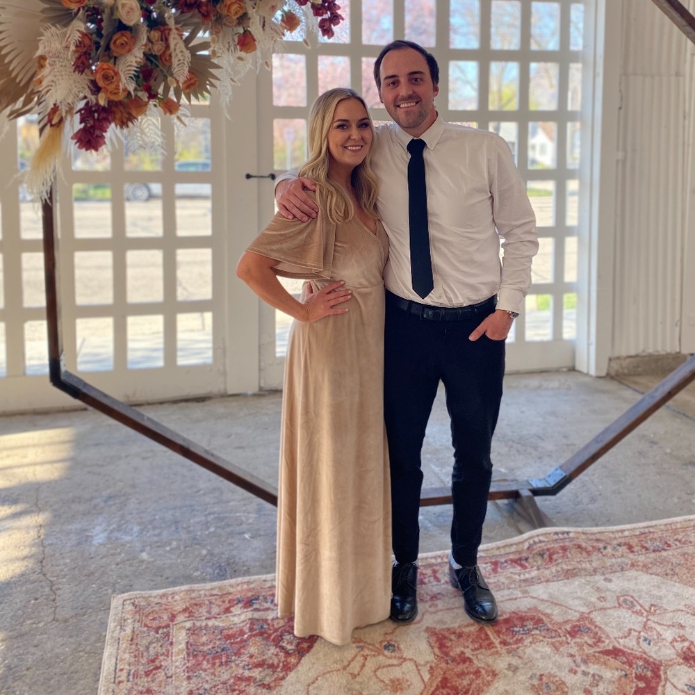 Baltic born taupe/tan velvet bridesmaid wrap dress